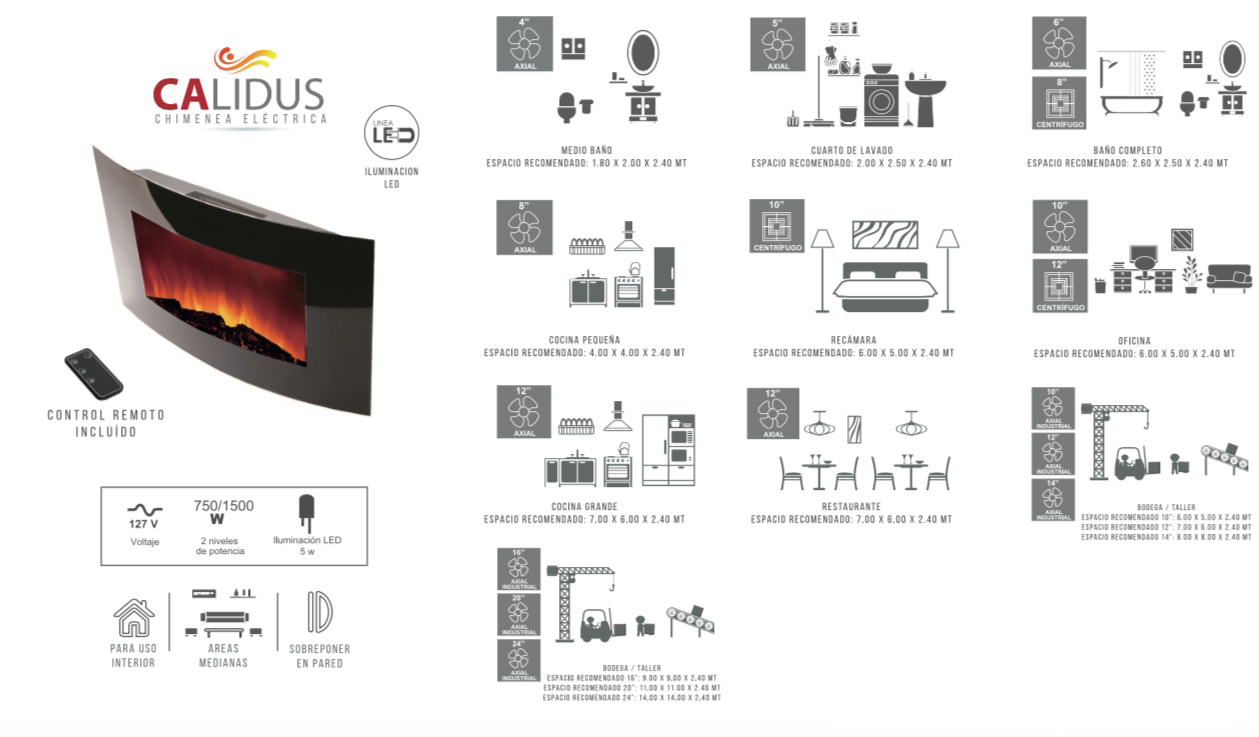 Calidus Chimenea Eléctrica marca Masterfan - Productos |Comercial Eléctrica