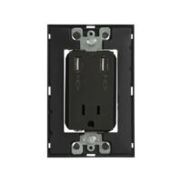 25454-38 — Toma de corriente 2P+T con chasis y dos cargadores USB en color grafito serie 25