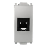 E93114 — Toma telefónica de 6 hilos Jack RJ11 en plata serie alpha silver