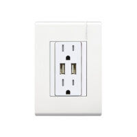 E6028NUSBPTL — Contacto duplex 2P+T con dos cargadores USB y con placa blanca de serie MODUS PRO