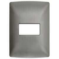 QZ4803M1AAC — Placa de aluminio color acero de 1 módulo serie Quinziño MX