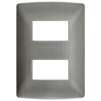 QZ4803M2AAC — Placa de aluminio color acero de 2 módulos serie Quinziño MX
