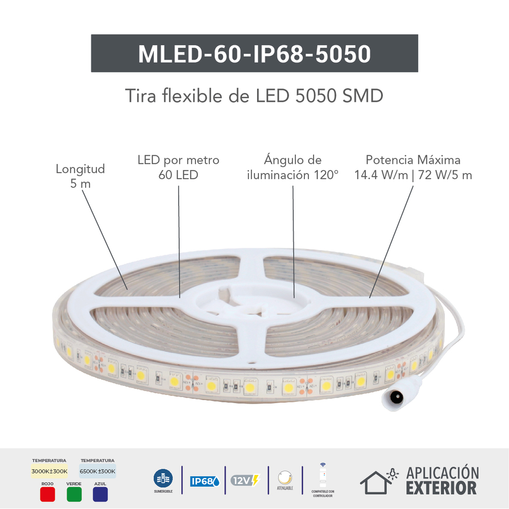 TECNOLITE TIRA LED 5M LUZ BLANCA MLED-60-IP45-127V/LD