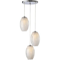 TH0105/3 — Luminario Colgante de 3 luces en metal cromado y cristal opalino modelo Cocoon