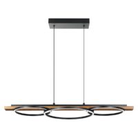 204922A — BOYAL Luminario colgante de 3 luces en acero negro y madera marca Eglo