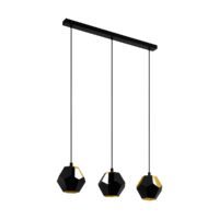 39634 — RASIGURES Luminario colgante de 3 luces en acero color negro y oro marca Eglo