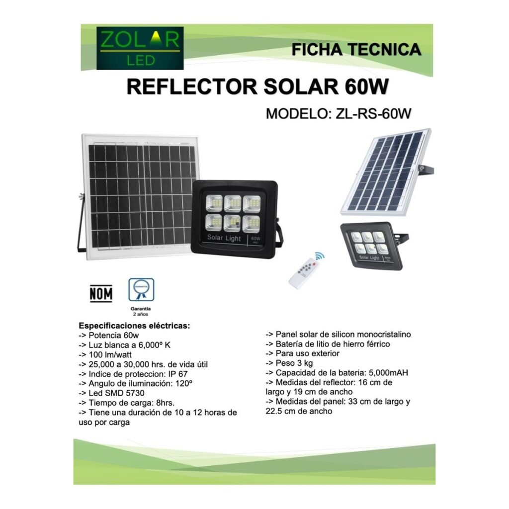 Zl Rs W Reflector Solar Led De W Con Control Remoto Y Panel Solar