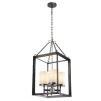 C2031-4/GR — C2031-4/GR Luminario colgante de 4 luces en acero gris y cristal marca Calux