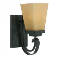 A1081-1 Arbotante sencillo para interior en forja de hierro verde y cristal marca Calux