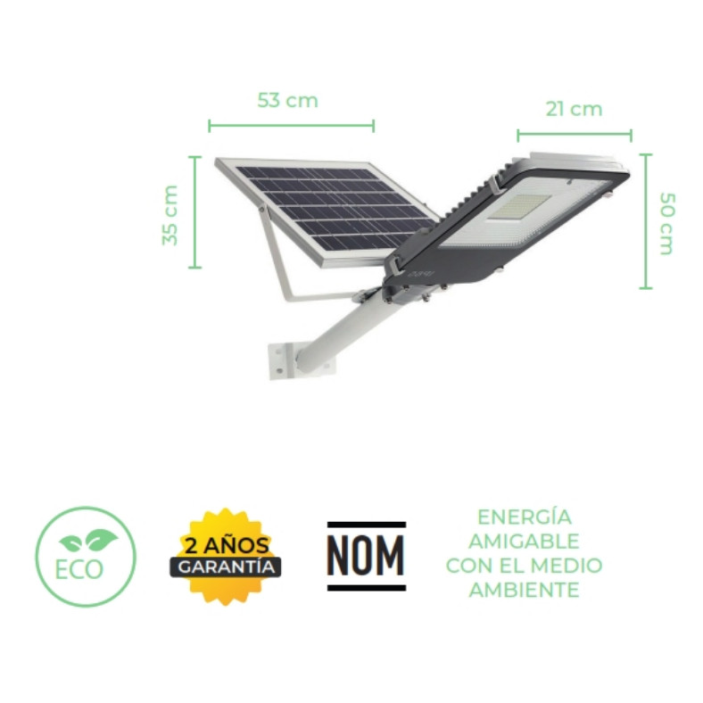 Foco Solar Led 300w Exterior C/sensor Y Control+ Brazo Metal