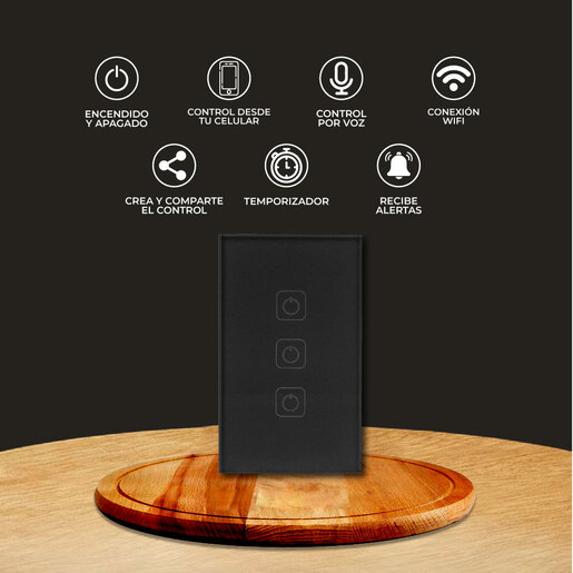 Switch WiFi 3 Botones Smartify - Negro
