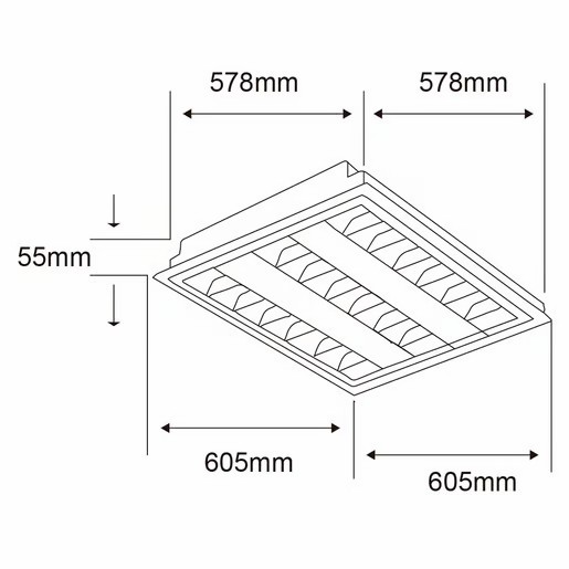 24LTLLED3140V65BL — OREMBURGO IV Lámpara Gabinete LED 2x2 24W, Luz de Día, 3 Bases G5, No atenuable, Focos T5 incluidos - Imagen 2