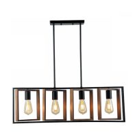 TH1820/4 — TABIA Luminario de 4 luces en metal negro con madera marca Tecnolite home