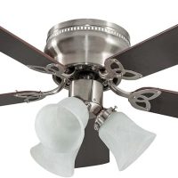 Ventilador de Techo Brisa 42", 5 Aspas, Control Cadena, Base para Focos, Níquel.