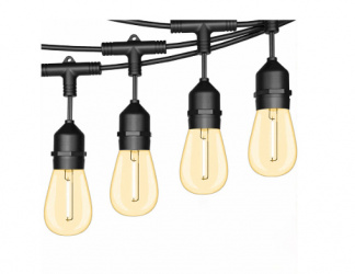 Guirnalda LED Exterior Tecnolite, 24 Focos E27, Luz Cálida 2700K, IP65, 24W, Negro